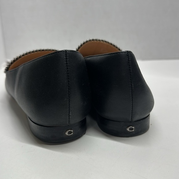 Coach Harper Loafers Leather Metal Beaded Slip On Shoes Black Silver Size 9 - Picture 5 of 11